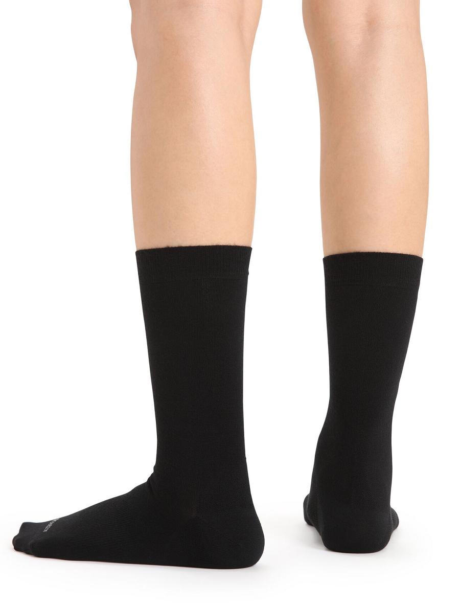 Black Icebreaker Merino Lifestyle Fine Gauge Crew Women's Socks | AU 1436PJJQ